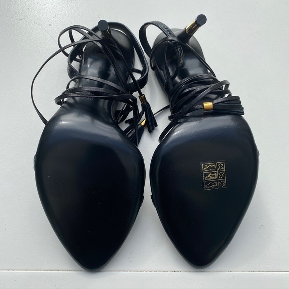 NWT TOM FORD LEATHER TASSLE ANKLE STRAP SANDALS HEEL - Picture 11 of 12